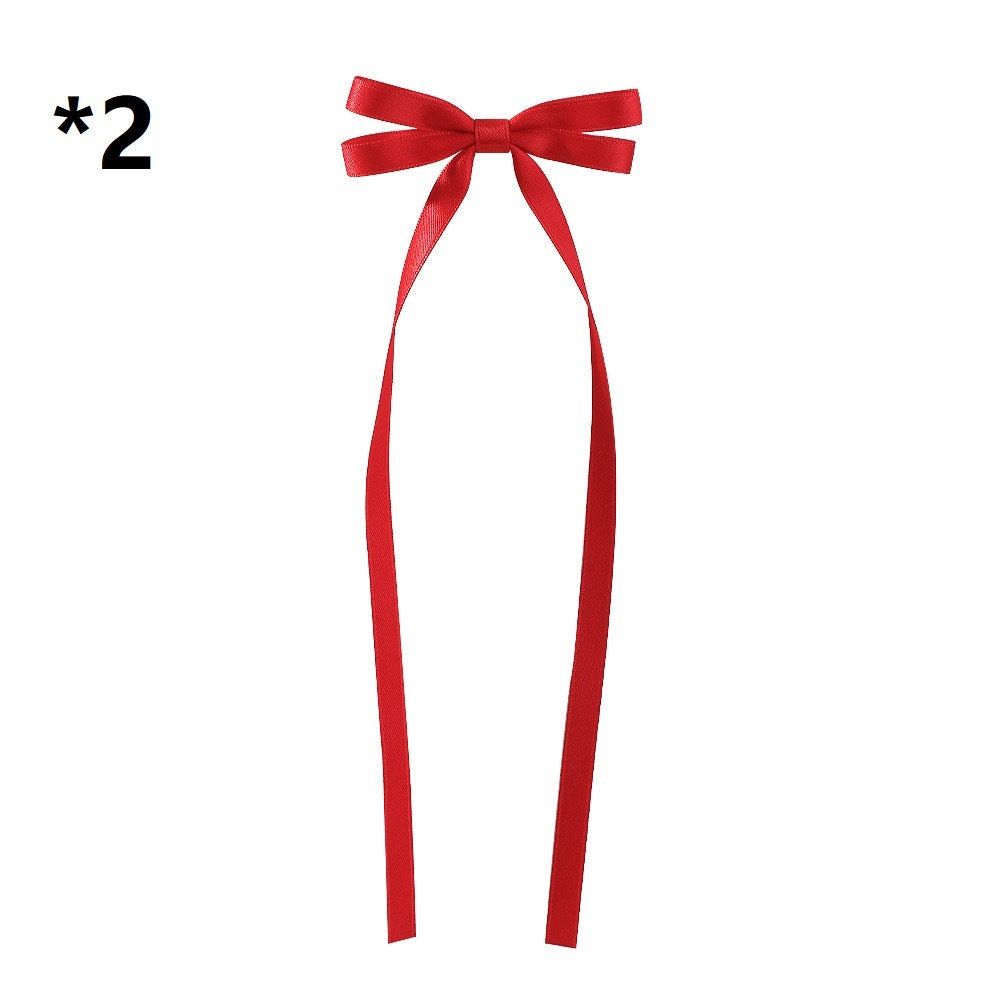 Bow Braided Hair Ribbon Tie-up Hair Tie Double Ponytail Duckbill Clip