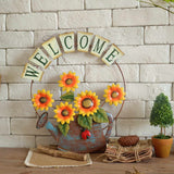 Retro Metal Sunflower Welcome Slogan