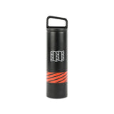 Full product shot of the Topo Designs x Miir Water Bottle in black showing size and Topo Designs logo from the front