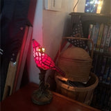 Handmade Cardinal Bird Lighted Art Novelty Lamp Home Decoration