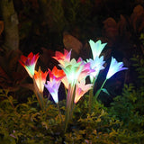 SPRING ARTIFICIAL LILY SOLAR GARDEN STAKE LIGHTS(1 PACK OF 4 LILIES)