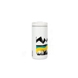 Full product shot of the Topo Designs x Miir Travel Tumbler showing desert design from the back