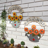 Retro Metal Sunflower Welcome Slogan