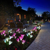 SPRING ARTIFICIAL LILY SOLAR GARDEN STAKE LIGHTS(1 PACK OF 4 LILIES)