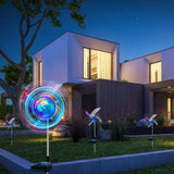 Outdoor Decorative Led Light Solar Lamp Wind Spinner Multi-Color LED Lights Automatic ON/OFF Windmill Waterproof Night Light