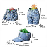 Denim Clothes Pants Resin Flower Pot