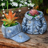 Denim Clothes Pants Resin Flower Pot