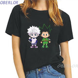 Hunter X Hunter Killua Baka Vogue Print Tshirt Short-Sleeved O-Neck Summer Top Funny T Shirts Women Ulzzang Harajuku Tees