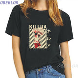 Hunter X Hunter Killua Baka Vogue Print Tshirt Short-Sleeved O-Neck Summer Top Funny T Shirts Women Ulzzang Harajuku Tees