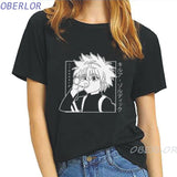 Hunter X Hunter Killua Baka Vogue Print Tshirt Short-Sleeved O-Neck Summer Top Funny T Shirts Women Ulzzang Harajuku Tees